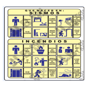 Señalizaciòn de que hacer en caso de sismos incendios 30x40